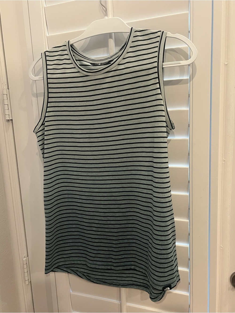 The North Face Black and Light Gray Striped Sleeveless Tank